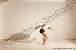 Underwear Gymnastic poses Man White Slim Bald Dancing Dynamic poses Academic